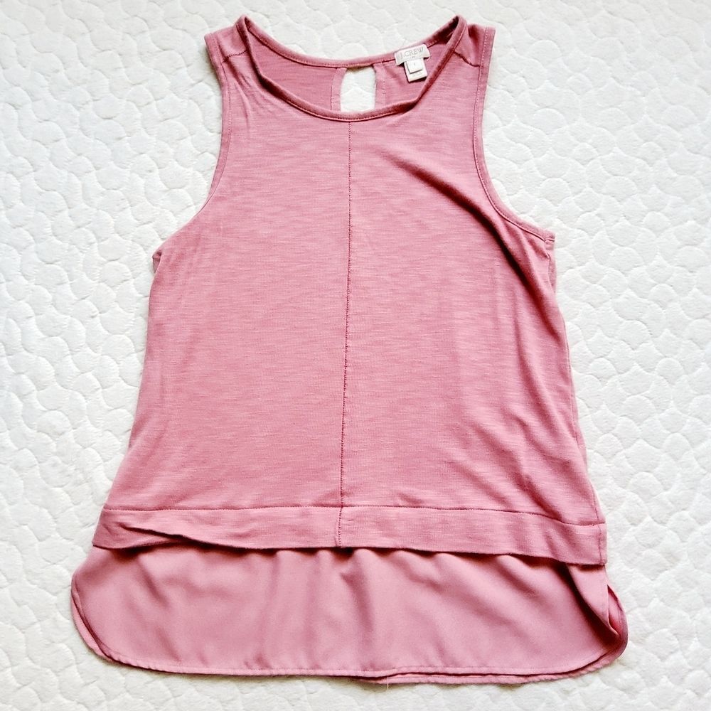 J. Crew tank top mock layer mixed media rose mauve